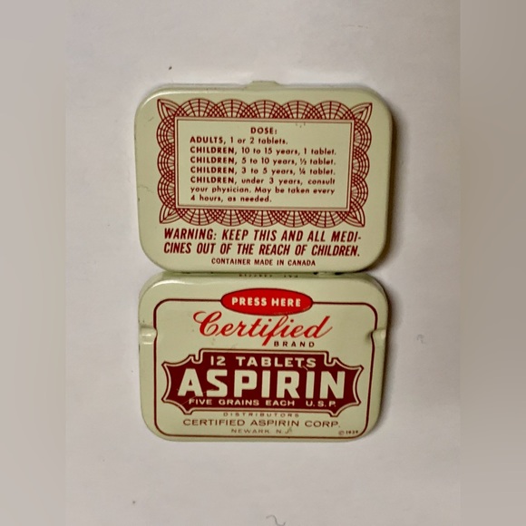 Mid Century Vintage CERTIFIED Brand Aspirin Hinge Lidded Medicine Tin - Picture 16 of 16
